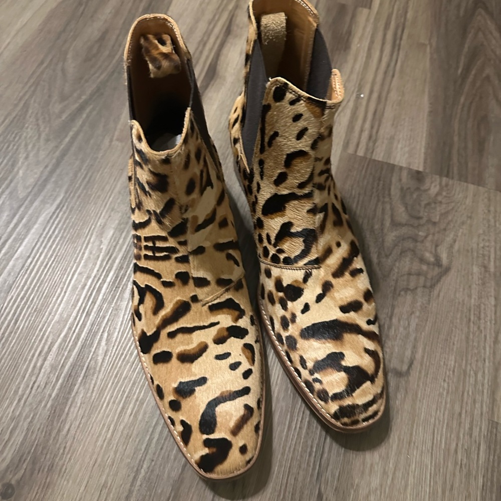 Steve Madden Tan Leopard Pony hair Men's Chelsea Boots